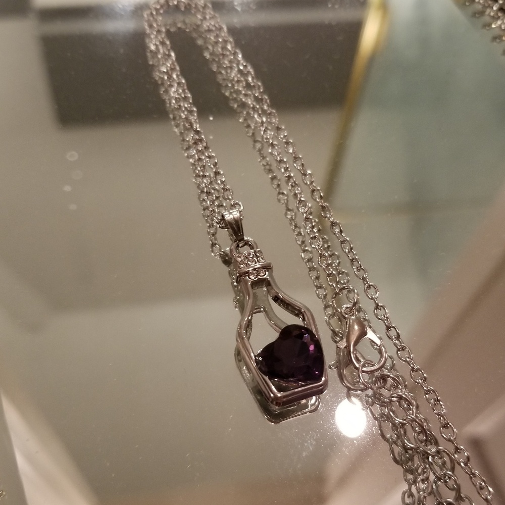 Purple crystal love drift pendant necklace - Picture 6 of 6